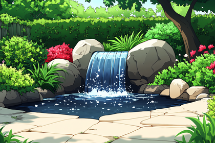 Garden Waterfall Scene