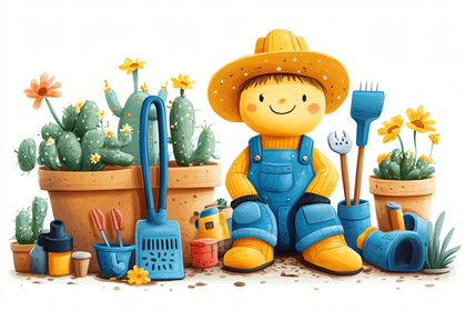 Gardening Boy With Plants