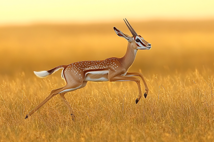 Gazelle Leaping Through Golden Grassland