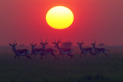 Gazelles at Sunset