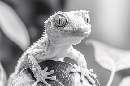 Gecko Portrait On Leaf