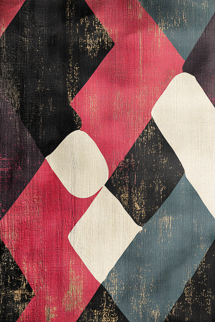 Geometric Abstract Pattern with Textured Shapes