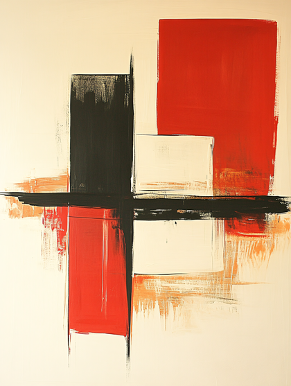Geometric Abstraction in Red and Black