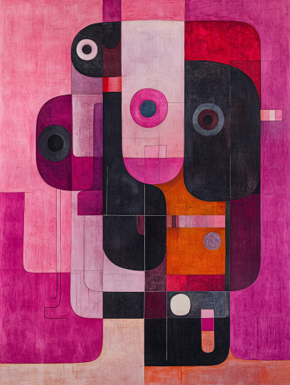 Geometric Abstraction Pink And Black