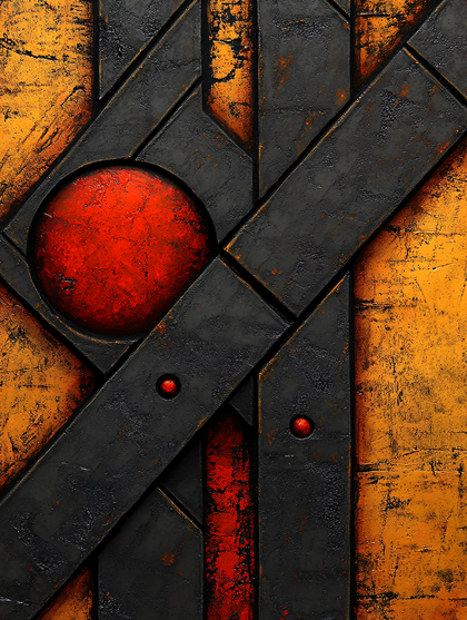 Geometric Abstraction with Red Sphere
