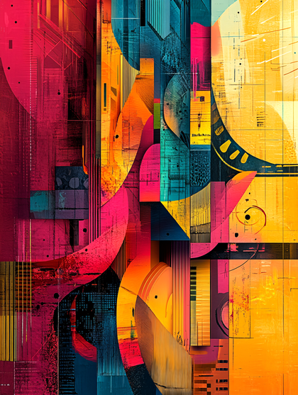 Geometric Abstraction with Vibrant Hues
