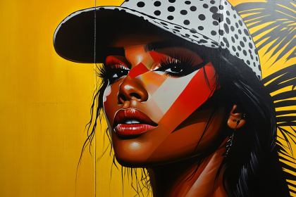 Geometric Beauty With Polka Dot Cap