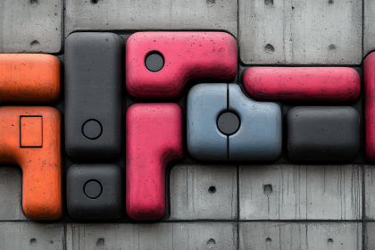 Geometric Blocks On Concrete Wall