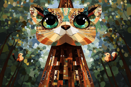 Geometric Cat In Forest