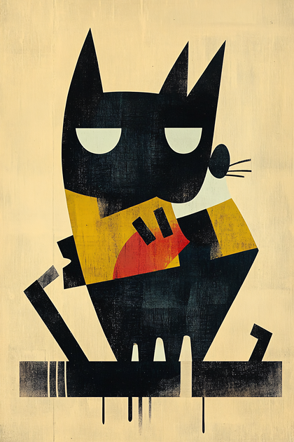 Geometric Cat On Piano