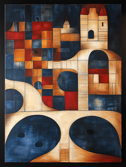 Geometric Cityscape Painting