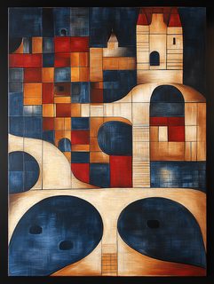 Geometric Cityscape Painting