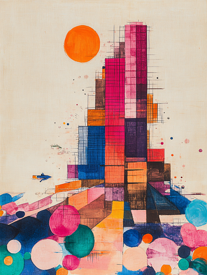 Geometric Cityscape Painting