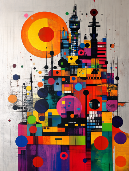 Geometric Cityscape With Circles