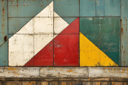 Geometric Color Block Wall