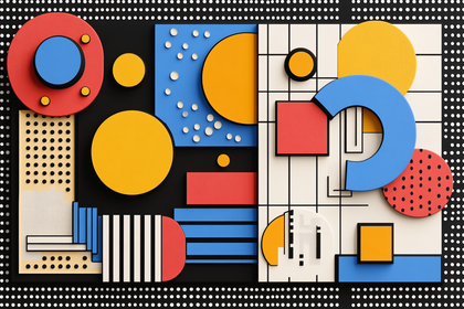 Geometric Composition with Primary Colors