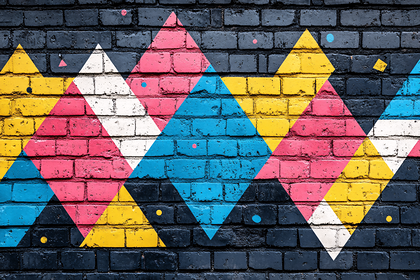 Geometric Diamond Pattern On Brick Wall