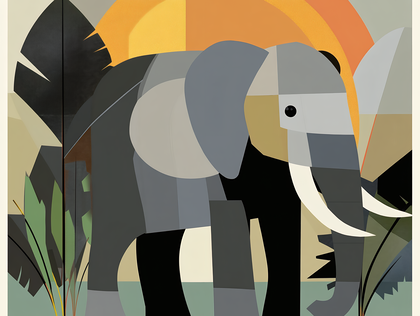 Geometric Elephant in Jungle