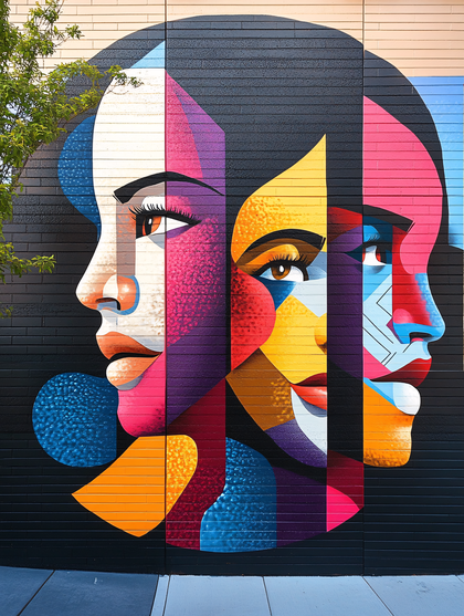 Geometric Faces Mural