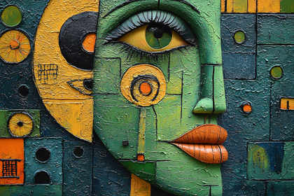 Geometric Green Face