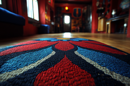 Geometric Pattern Rug on Wooden Floor