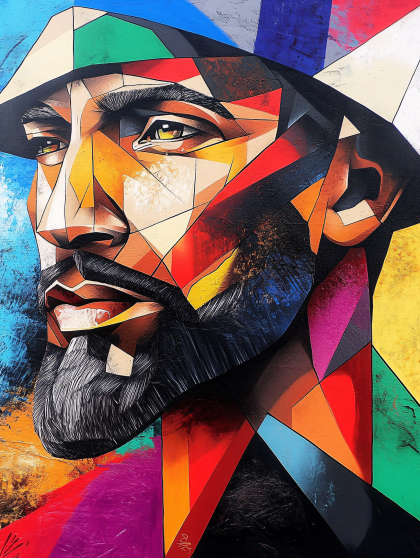 Geometric Portrait Of A Bearded Man