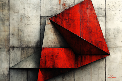 Geometric Red and Grey Abstract
