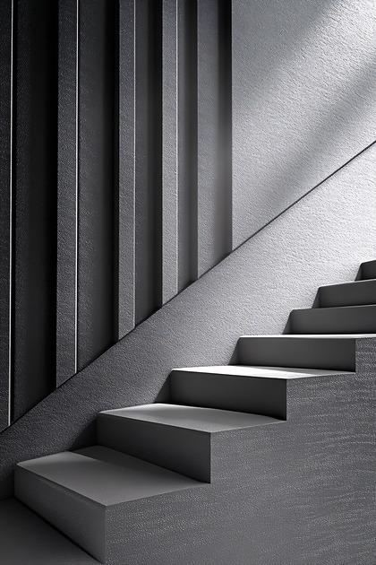 Geometric Staircase with Vertical Panels