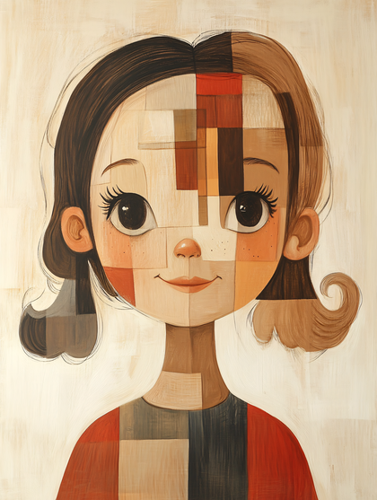 Geometric Style Portrait Of Young Girl