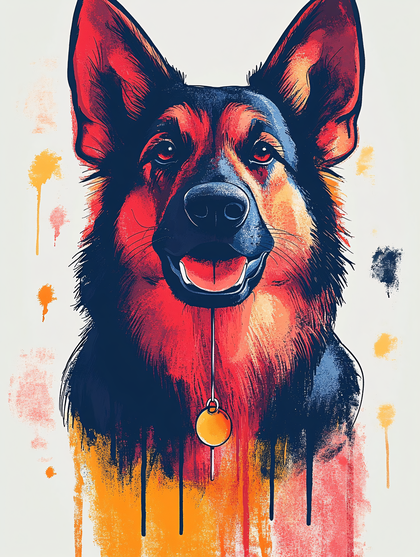German Shepherd Colorful Portrait