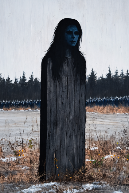 Ghostly Figure In Winter Landscape
