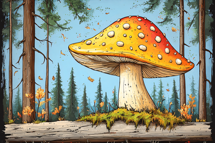 Giant Mushroom in Forest