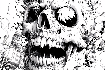 Giant Skull Emerging from Ruins
