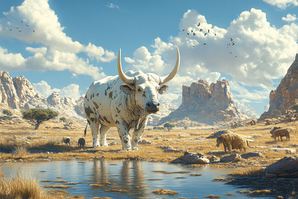 Giant White Bull in a Savannah