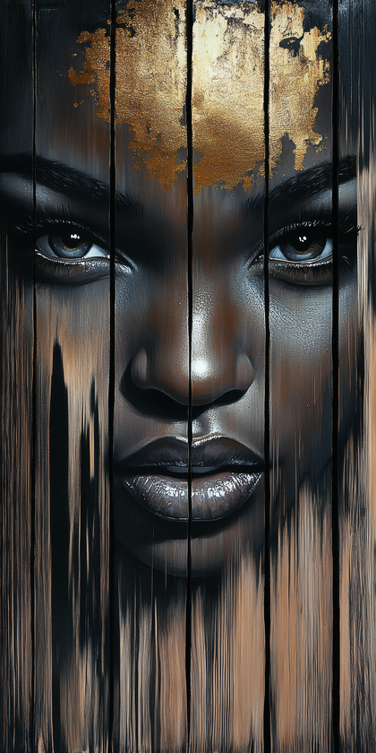 Gilded Elegance: Portrait in Wood Panels