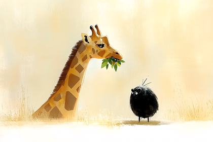Giraffe and Curious Creature