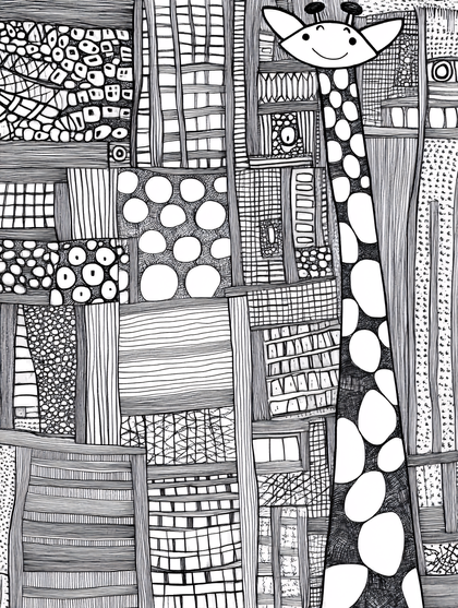 Giraffe and Patchwork Doodle