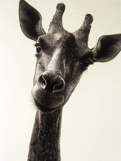 Giraffe Head Black And White