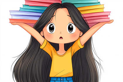 Girl Holding Stack Of Books