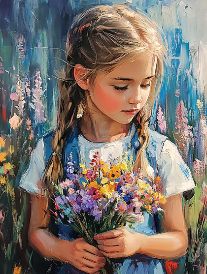 Girl Holding Wildflowers