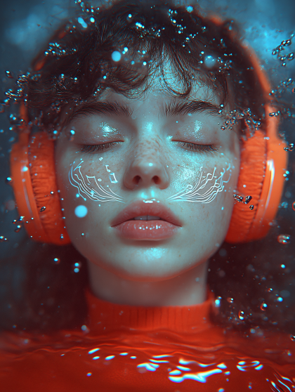 Girl Immersed in Music