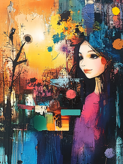Girl in Abstract Landscape