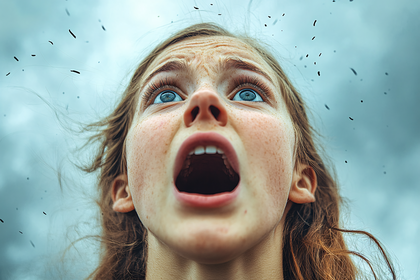 Girl in Distress Screaming at the Sky