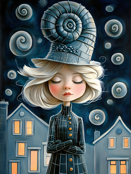 Girl In Snail Shell Hat