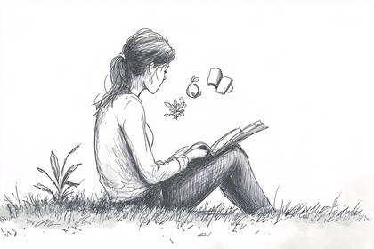 Girl Reading in Nature