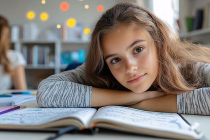 Girl Resting On A Study Book