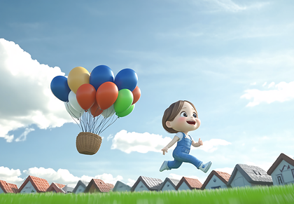 Girl Running With Balloons