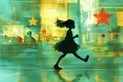 Girl Running with Stars