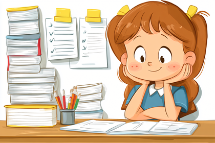 Girl Studying at Desk