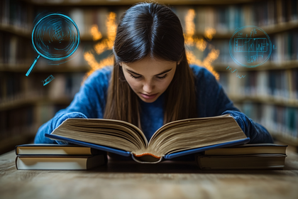 Girl Studying in Library